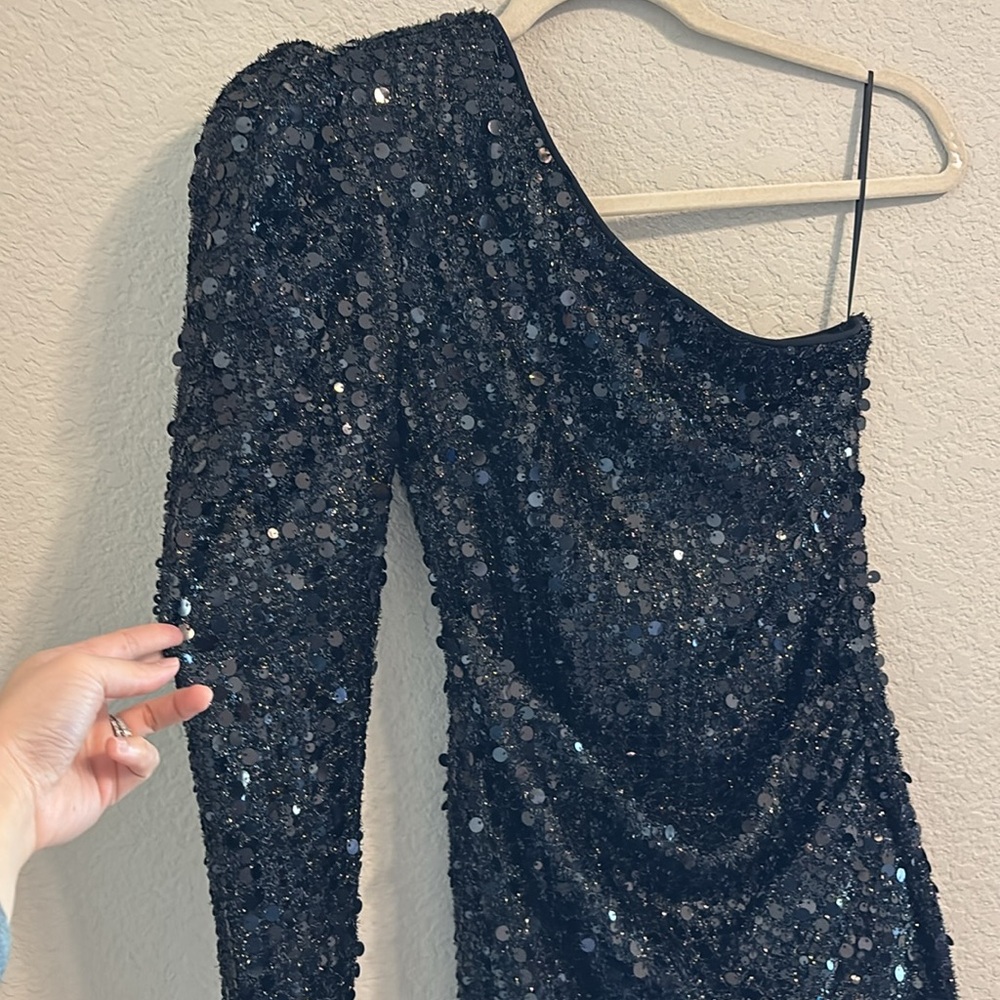NWT NBD Sequin Dress Sz XXS in Black Mini Dress - Picture 2 of 12